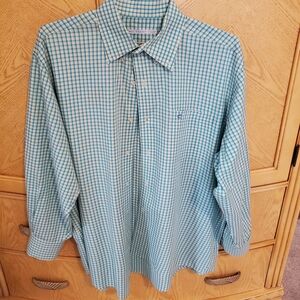 Southern Tide men's dress shirt. Size large. Excellent condition. Teal-yellow